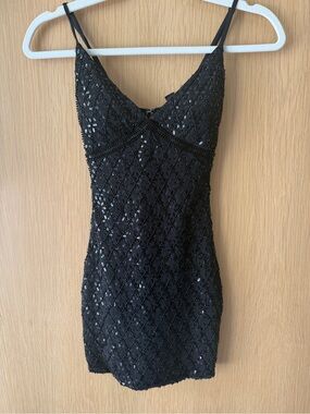 Windsor Black Sequin Spaghetti Strap Dress
